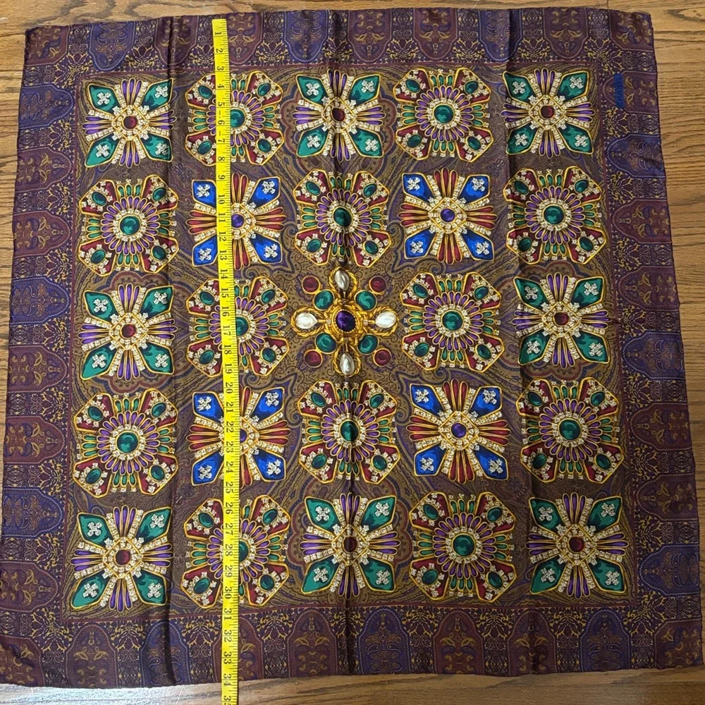 Chanel Silk Scarf Jewel Tone Design